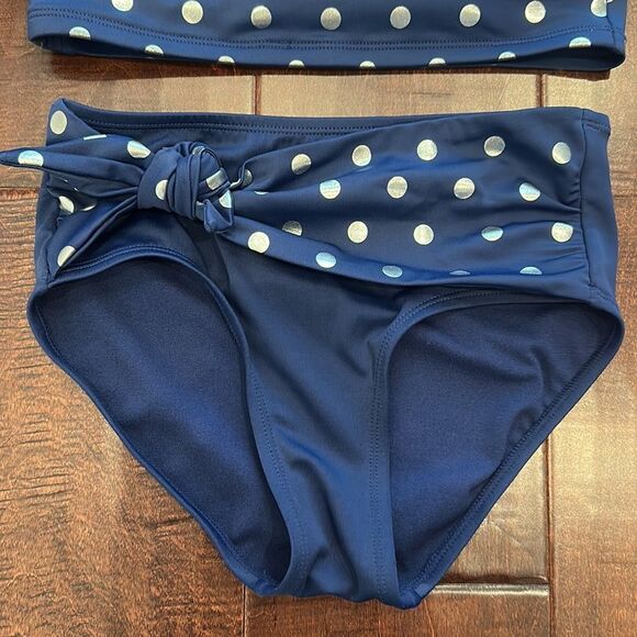 Foil dot scalloped one shoulder bikini - Picture 6 of 14